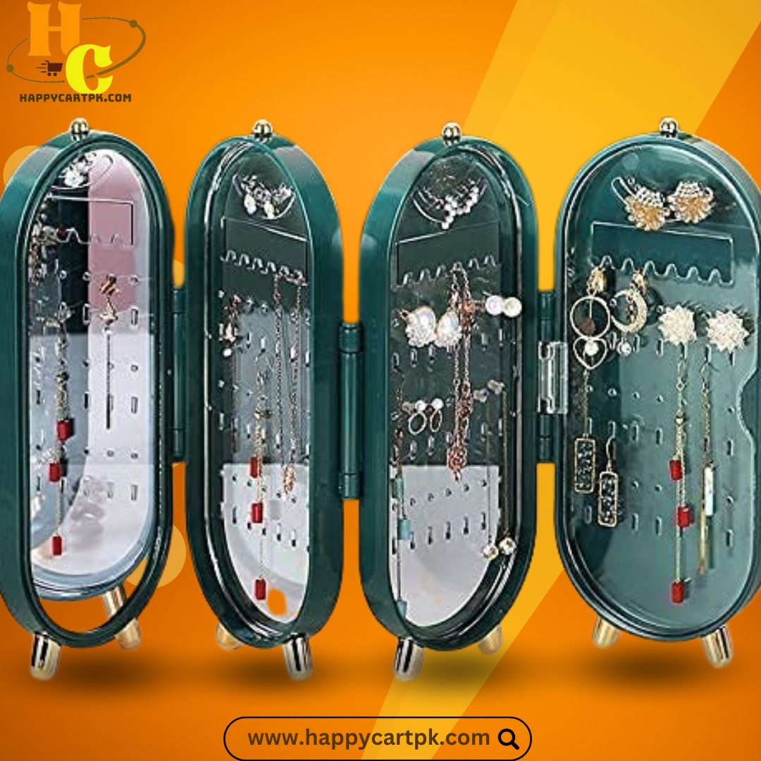 Foldable Elegant Jewelry Storage Box with Mirror (Random Color)