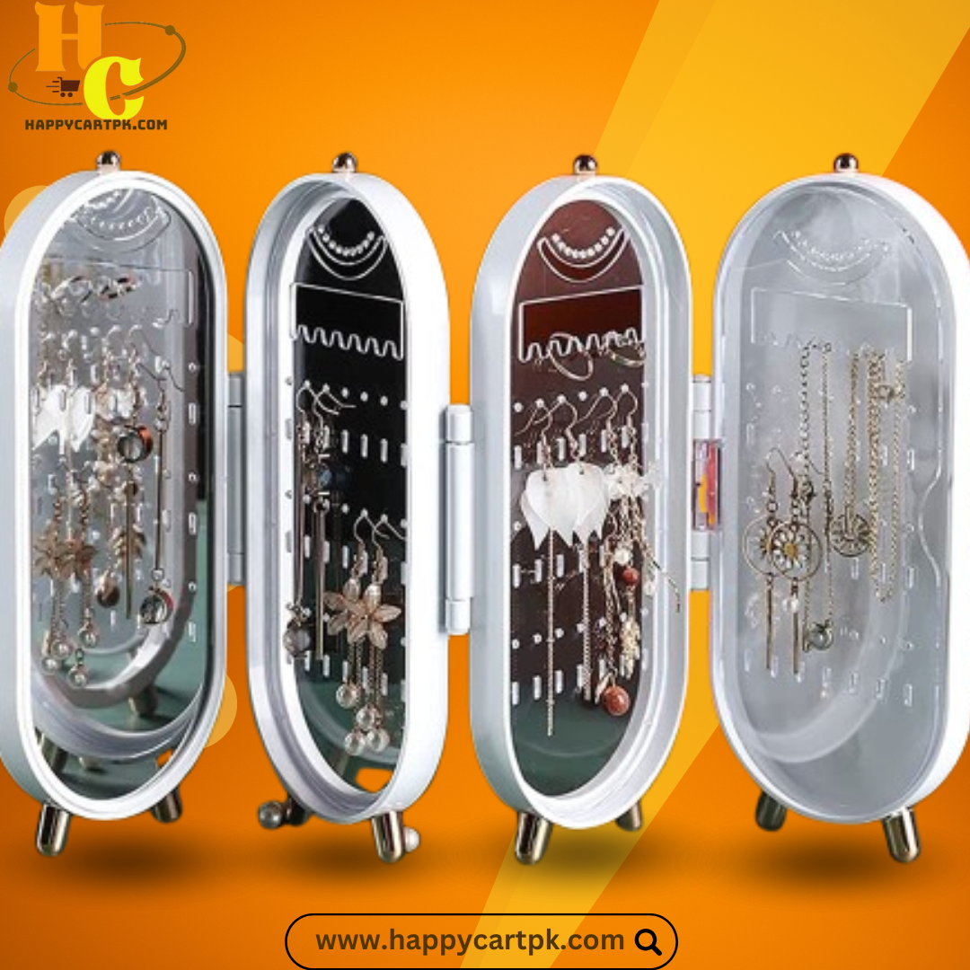 Foldable Elegant Jewelry Storage Box with Mirror (Random Color)