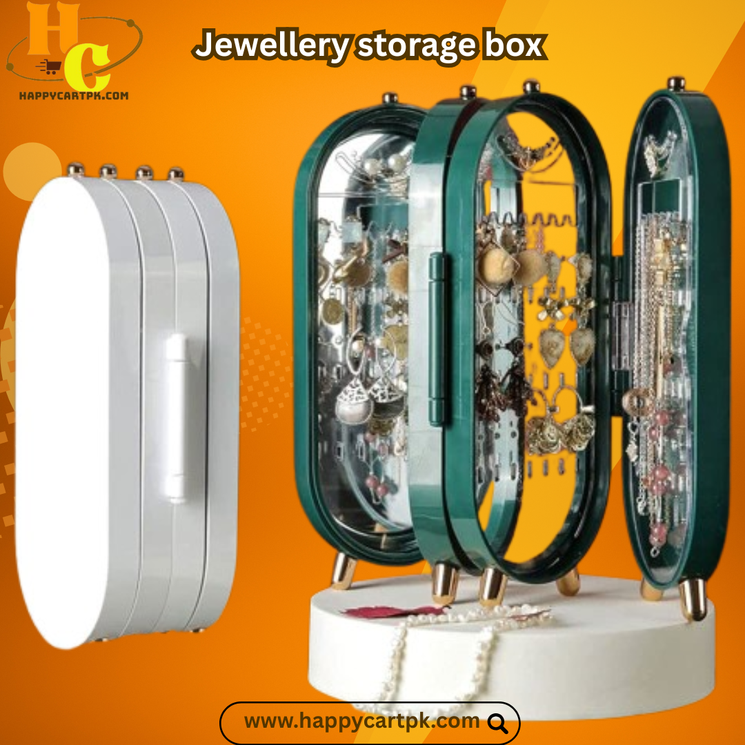 Foldable Elegant Jewelry Storage Box with Mirror (Random Color)