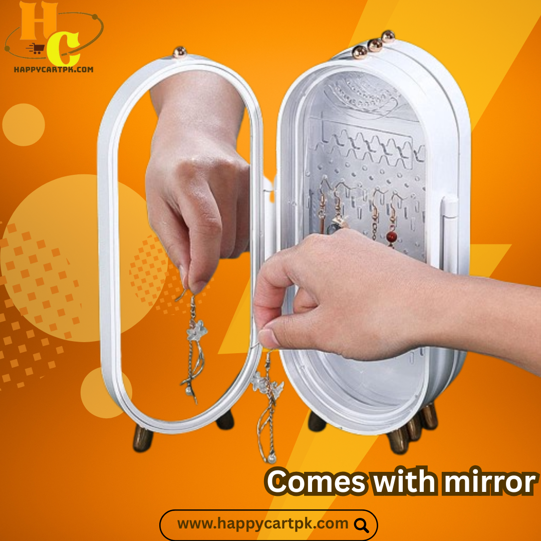 Foldable Elegant Jewelry Storage Box with Mirror (Random Color)