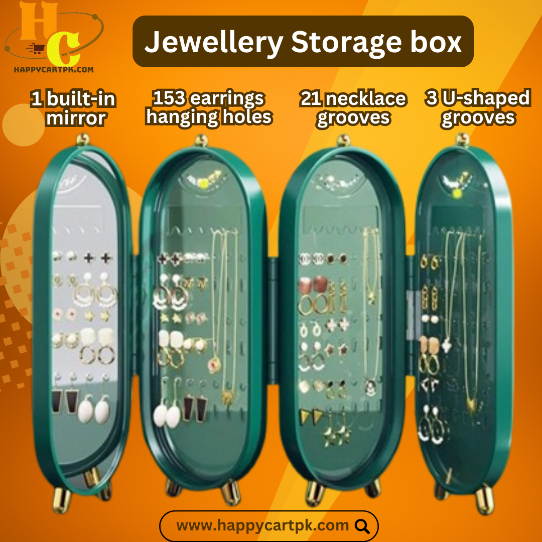 Foldable Elegant Jewelry Storage Box with Mirror (Random Color)