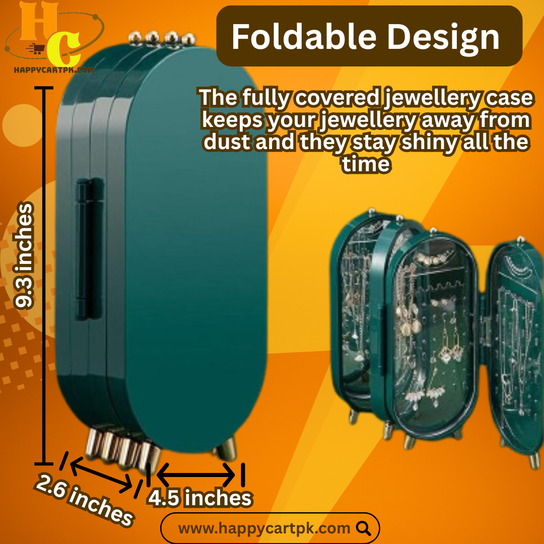 Foldable Elegant Jewelry Storage Box with Mirror (Random Color)