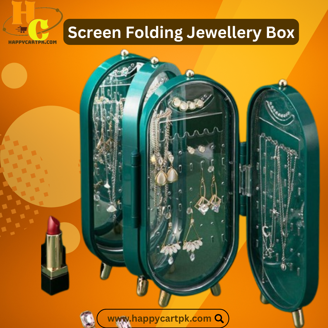 Foldable Elegant Jewelry Storage Box with Mirror (Random Color)
