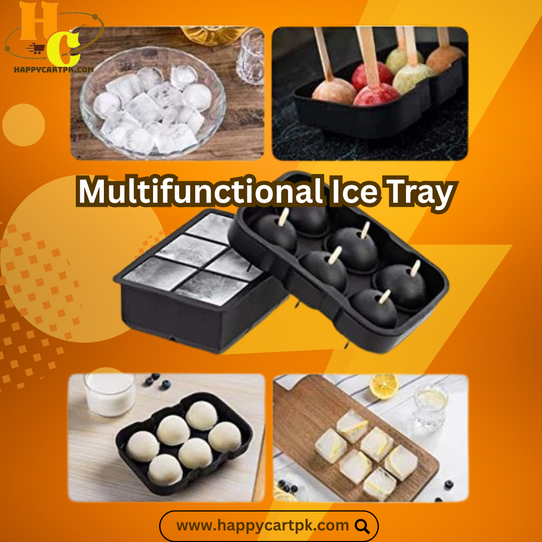 Unique Round Ice Cubes Tray, 6 Grids Silicon Made (Random Color)