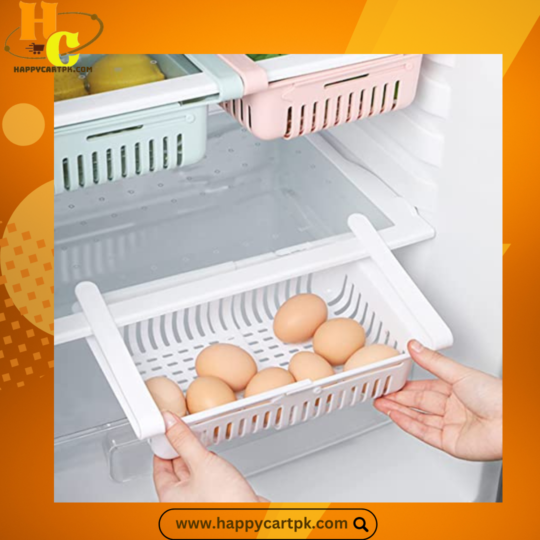 Fridge Storage Shelf - Stretchable Plastic Basket (Random Color)
