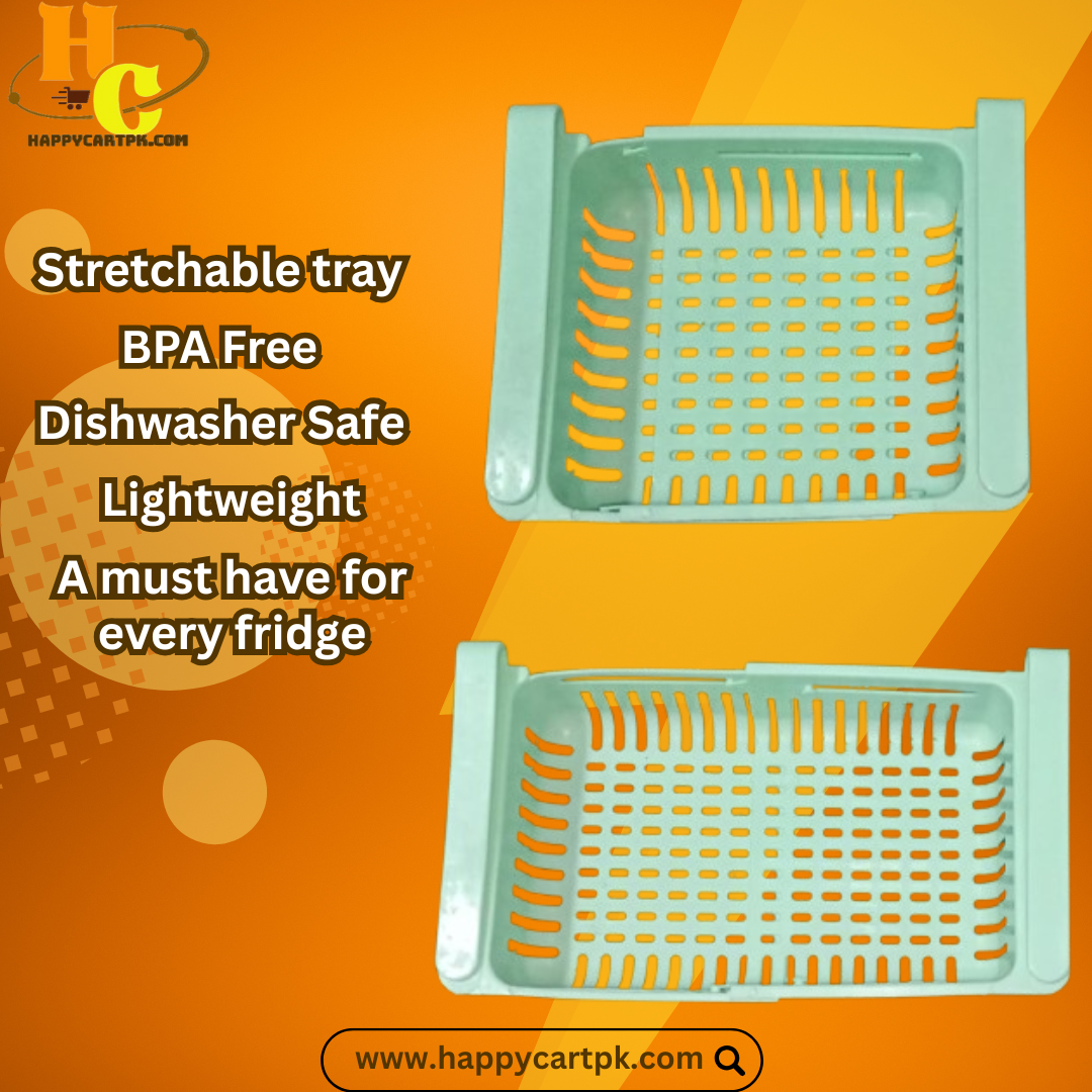 Fridge Storage Shelf - Stretchable Plastic Basket (Random Color)