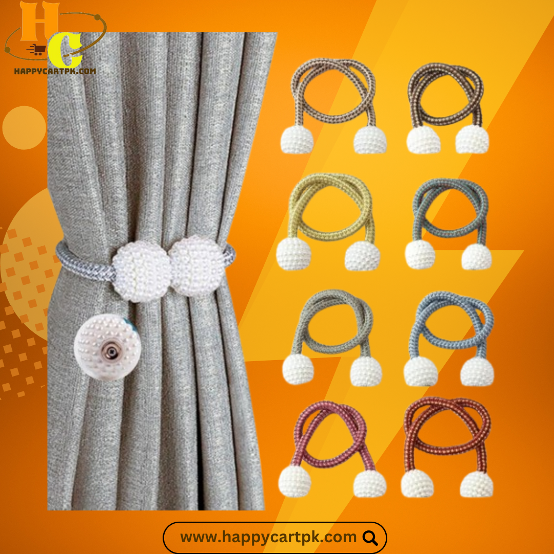 Magnetic Curtain Tiebacks, Curtain Holders, Curtain Magnetic Clip Bead (1 Pair) – (Silver Color)