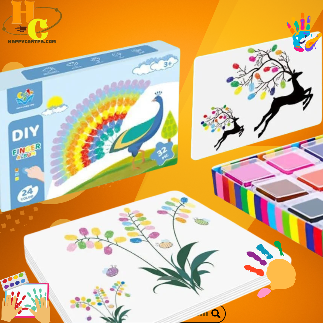 Finger Painting Sheets - 30 Sheets 12 Colors