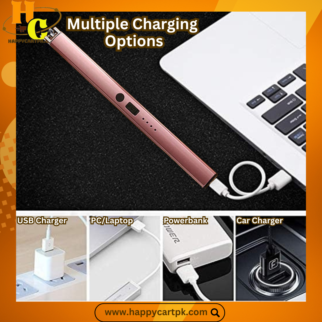 USB Gas Lighter With LED Display (Random Color)