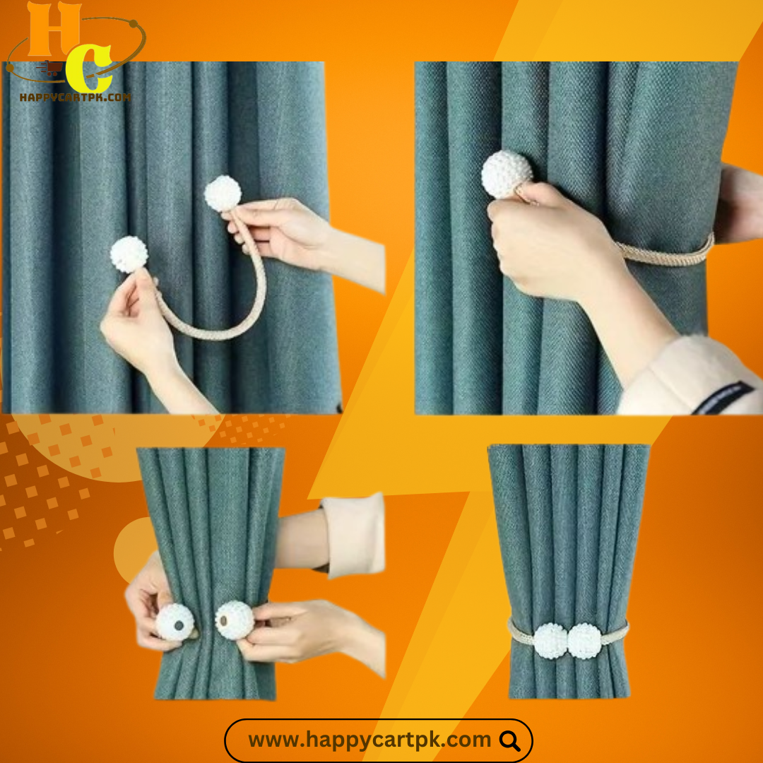 Magnetic Curtain Tiebacks, Curtain Holders, Curtain Magnetic Clip Bead (1 Pair) – (Silver Color)