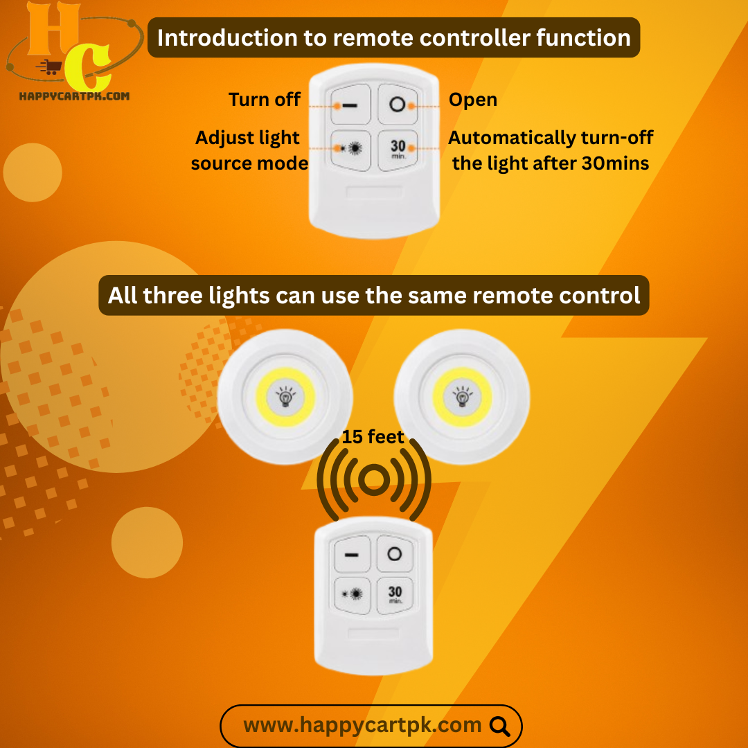 Tap LED Sensor night light with Remote Control-3pcs